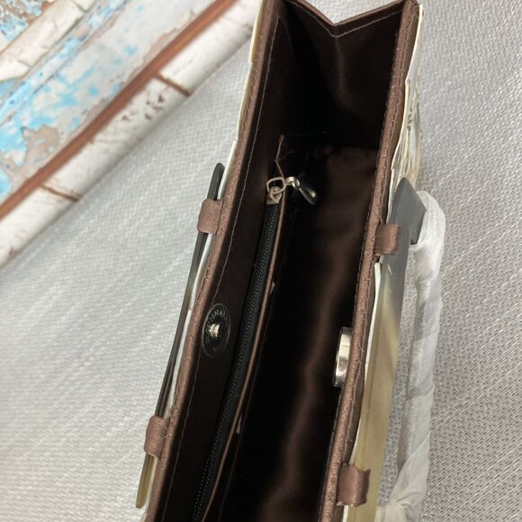 Tico Collection Rectangle Shell Handbag Square Tile Shells Inside Pocket - Picture 5 of 5